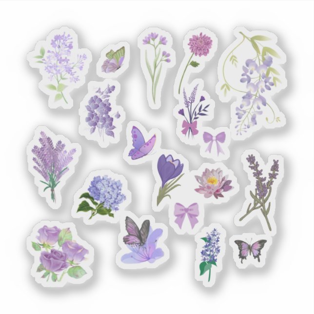Adesivo Purple Floral Sticker Pack (Frente)