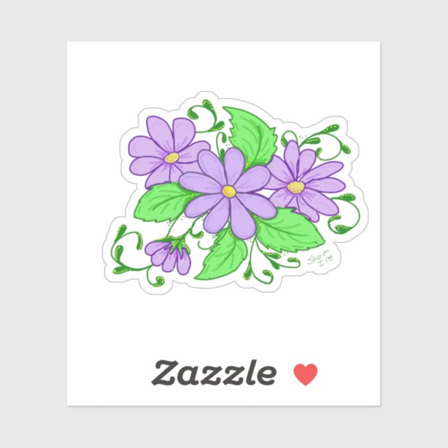 Adesivo Purple Flower Artistic design sticker (Folha)
