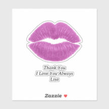 Purple Lips Thank You Custom-Cut Vinyl Sticker