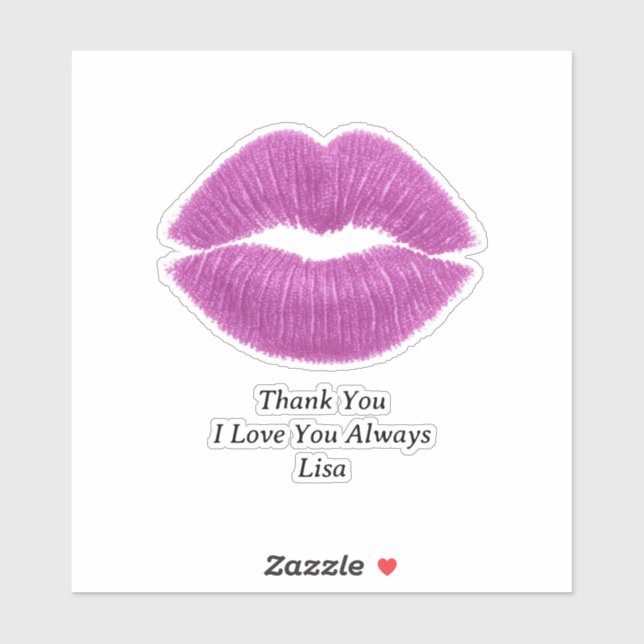 Adesivo Purple Lips Thank You Custom-Cut Vinyl Sticker (Folha)