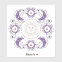 Púrpura e Dourada Boho Celestial Sun e Moon Scrapb