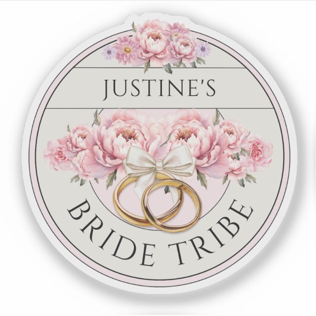 Adesivo Púrpura floral personalizada da Bride Tribe (Frente)