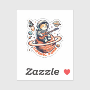 Adesivo Purr Cósmico - Gato Guitarista Astro