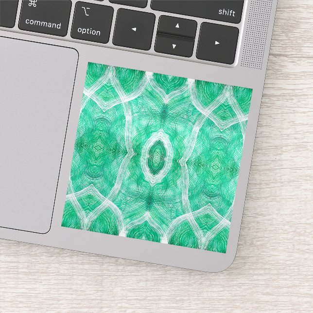 Adesivo Push Abstract Light Green White Watercolor Art (Detalhe)