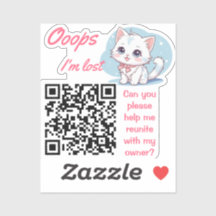 Adesivo QR de Achados e Perdidos Rosa Fofa