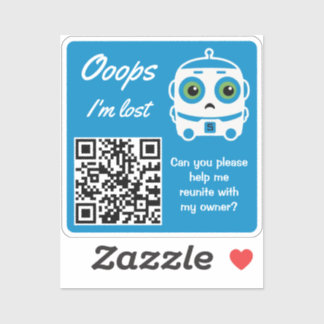 Adesivo QR de Devolução de Item Perdido Bot Azul