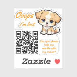 Adesivo QR de Devolução de Item Perdido Cachorrinh