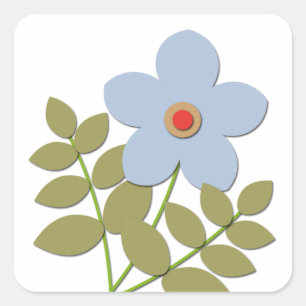 Adesivo Quadrado С flor azul simples