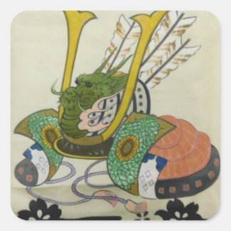 Adesivo Quadrado 日本の伝統的着物生地シール（兜-kabuto1）