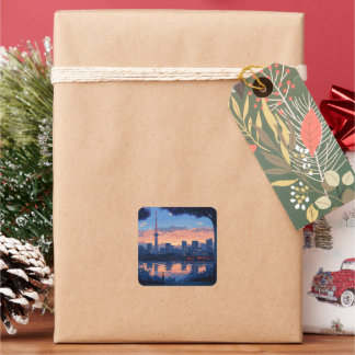 ADESIVO QUADRADO 東京の夕暮れの風景 ステッカー