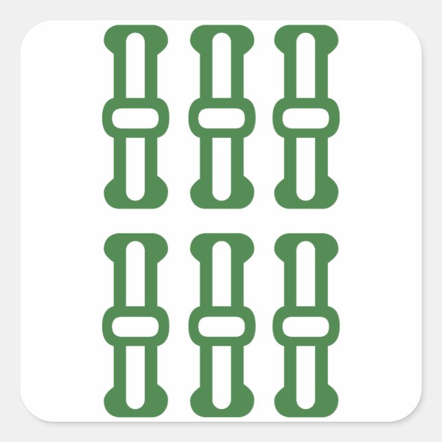 ADESIVO QUADRADO 麻雀牌 6索 / SIX OF BAMBOOS -MAHJONG TILE- (Frente)