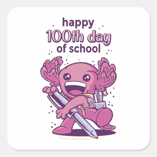 Adesivo Quadrado 100.º dia de convite escolar (Frente)