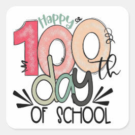 Adesivo Quadrado 100 days of school celebration 