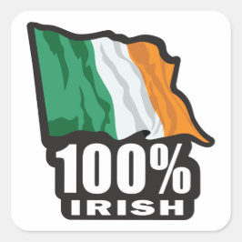 Adesivo Quadrado 100% de irlandês orgulhoso de ser irlandês