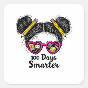 Adesivo Quadrado 100 dias mais inteligentes 100 dias de escola Mens