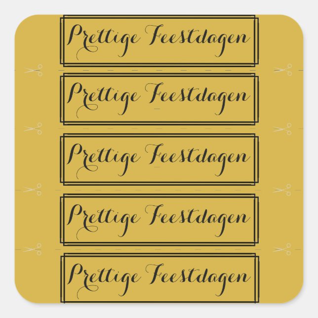 Adesivo Quadrado 100 Kerst tekst stickers goud Prettige Feestdagen (Frente)