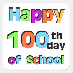 Adesivo Quadrado 100th dia feliz da escola