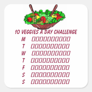 Adesivo Quadrado 10 Veggies a Day Challenge Planner Sticker