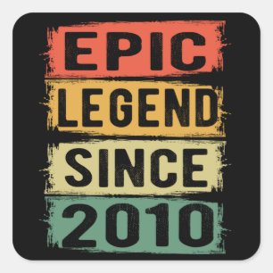 Adesivo Quadrado 11 Anos De Idade, Dia 2010, 11 Epic Legend Anivers