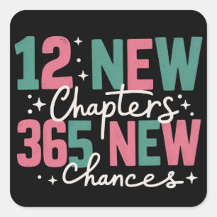 Adesivo Quadrado 12 Novos Capítulos 365 Novas Chances Inspirador