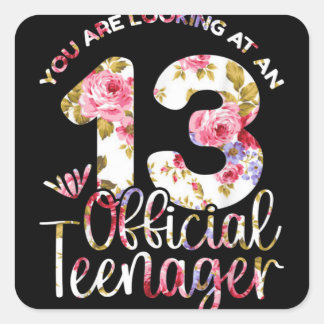 Adesivo Quadrado 13 Birthday Girls 13 Anos Adolescentes