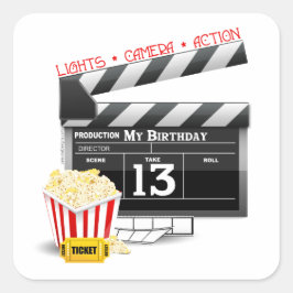 Adesivo Quadrado 13 Birthday Movie Party