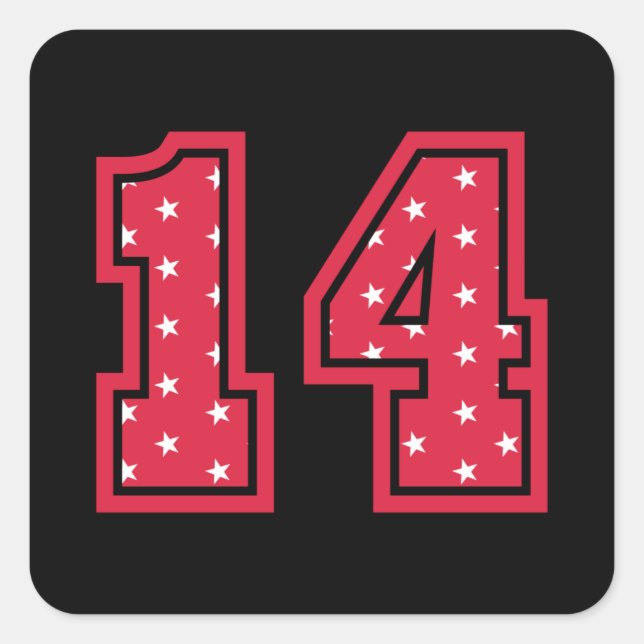 Adesivo Quadrado 14 ANOS DE ANIVERSÁRIO 14 de Aniversário Crianças  (Frente)