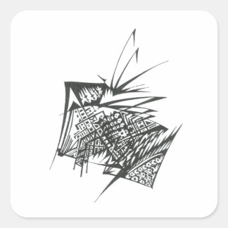 Adesivo Quadrado 15 Arte de Tatuagem Tribal Abstrato Preto Branco