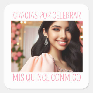 Adesivo Quadrado 15 de Fotografia Personalizada Aniversário Mis Qui