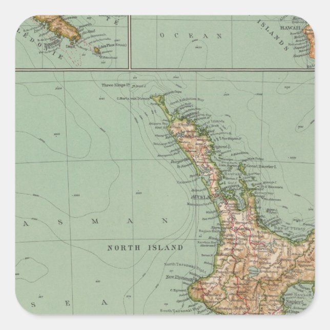 Adesivo Quadrado 169 Nova Zelândia, Havaí, Tasmânia (Frente)