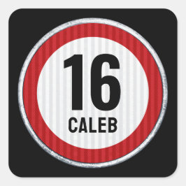Adesivo Quadrado 16th Birthday Speed Limit 