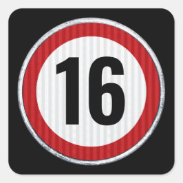 Adesivo Quadrado 16th Birthday Speed Limit 