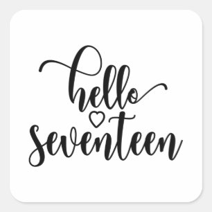 Adesivo Quadrado 17º Aniversário Mulheres Alô 17 Cute 17 Anos