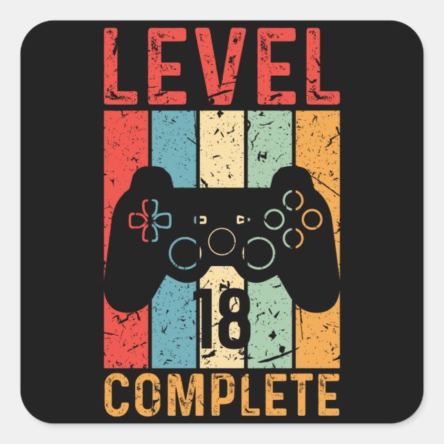 Adesivo Quadrado 18º aniversário Gift Boys Men Nível 18 2003 (Frente)