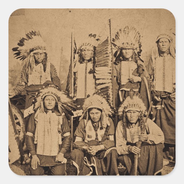 Adesivo Quadrado 1895 Buffalo Bill Wild West Show Sioux Chiefs (Frente)