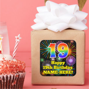 Adesivo Quadrado 19º aniversário: Veja o Rainbow # 19