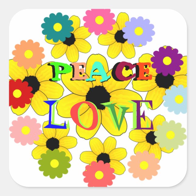 Adesivo Quadrado 1960, Paz e Amor (Frente)