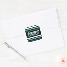 Adesivo Quadrado 1985 - Teal de distribuição retrô