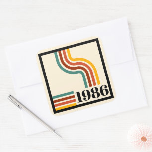 Adesivo Quadrado 1986 40º Aniversário Listra Retro Vintage