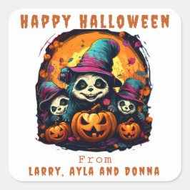 Adesivo Quadrado 1 Parente 2 Crianças - Festa de Halloween