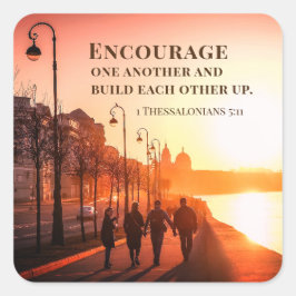 Adesivo Quadrado 1 Tessalónica 5:11 Encorajem-se mutuamente