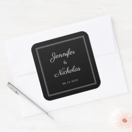 Adesivo Quadrado 1Elegant  Black And White Script Wedding
