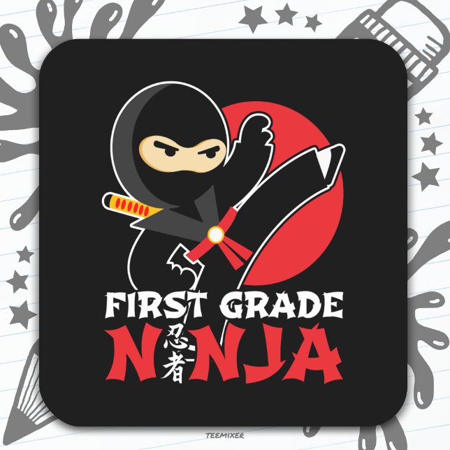 Adesivo Quadrado 1rua Ninja Chuta Primeiro Dia De Volta À Escola (Criador carregado)