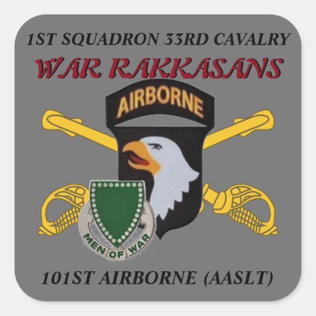ADESIVO QUADRADO 1RUA SQUADRON 33RD CAVALRY 101RUAS AERONAVES (Frente)