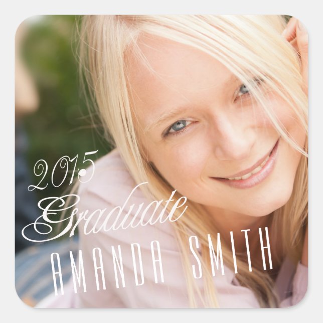 Adesivo Quadrado 2015 - Formando Girly Photo Graduation Stickers (Frente)