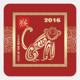 Adesivo Quadrado 2016: Ano Chinês dos Autocolantes Macacos