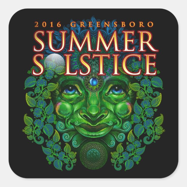 Adesivo Quadrado 2016 Festival de Solstício de Verão de Greensboro  (Frente)