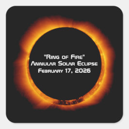 Adesivo Quadrado 2026 Annular Ring of Fire Solar Eclipse