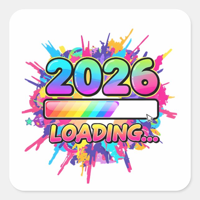 Adesivo Quadrado 2026 Loading... Progress Bar Sticker (Frente)
