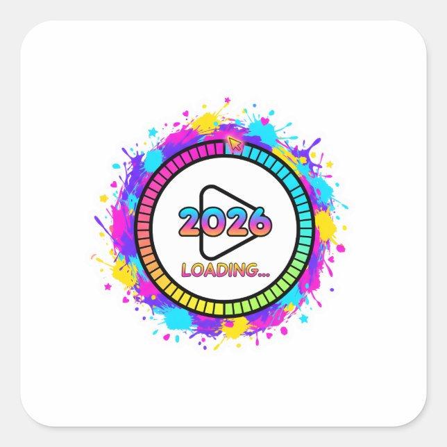 Adesivo Quadrado 2026 Loading... Progress Bar Sticker (Frente)